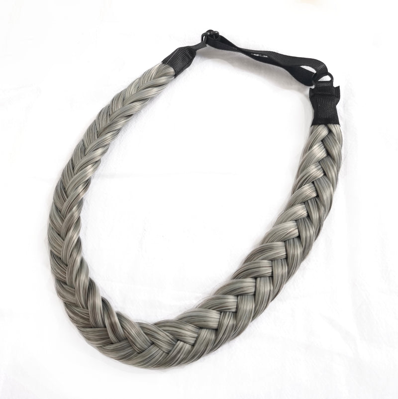 DARK GREY BRAIDED HEADBAND