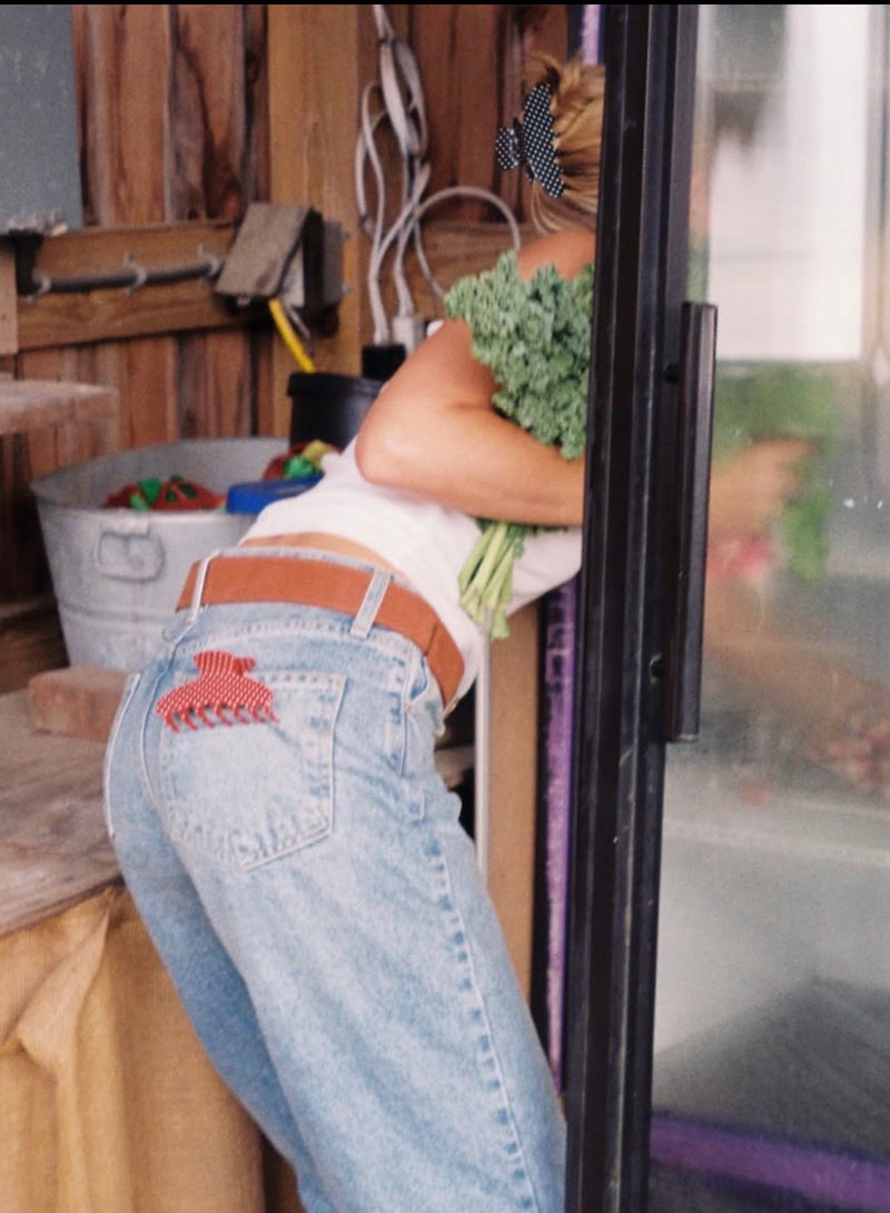 Dark Strawberry Acetate Polka Dot Claw Clip