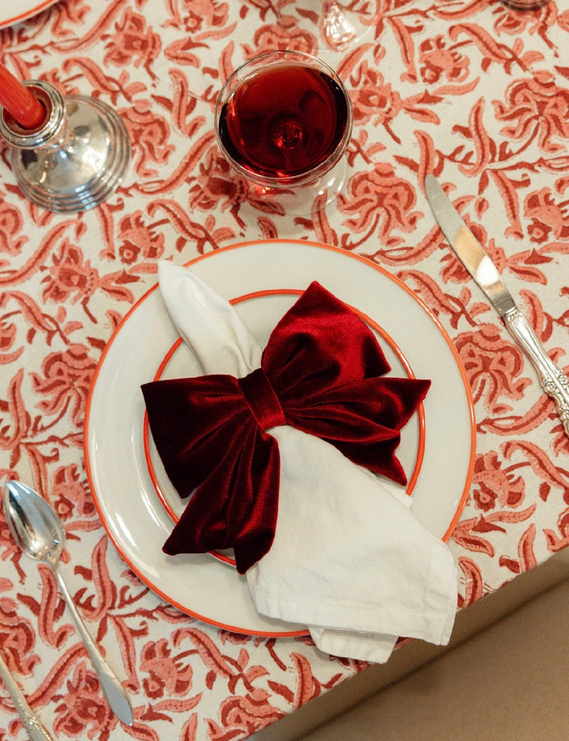 RUBY SET OF 4 VELVET BOW NAPKIN RINGS