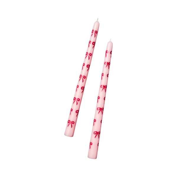 RPZL Handpainted Bow Taper Candles, Set of 2