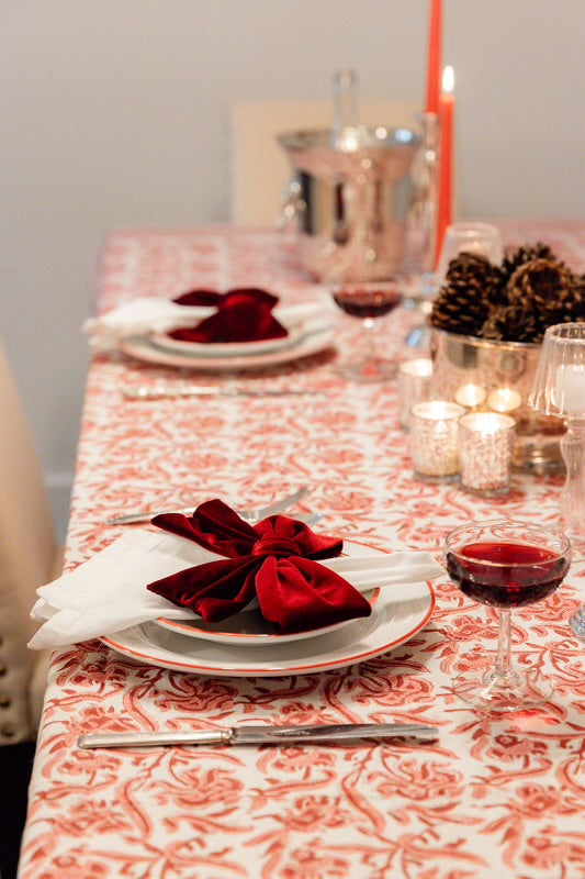 RUBY SET OF 4 VELVET BOW NAPKIN RINGS