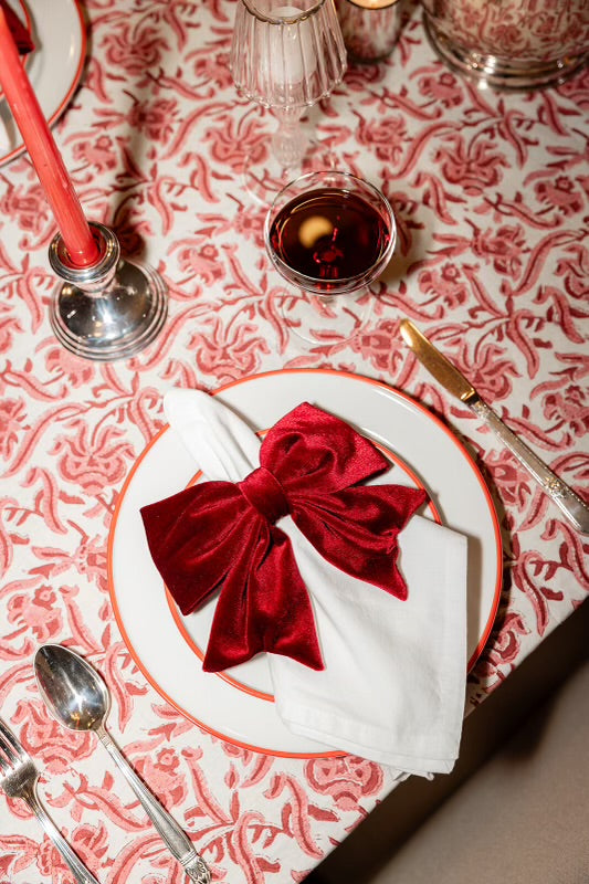 RUBY SET OF 4 VELVET BOW NAPKIN RINGS