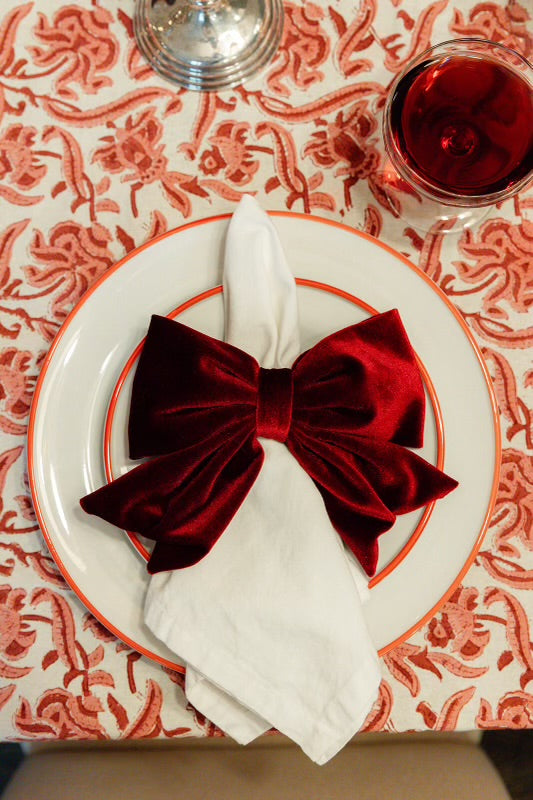 RUBY SET OF 4 VELVET BOW NAPKIN RINGS