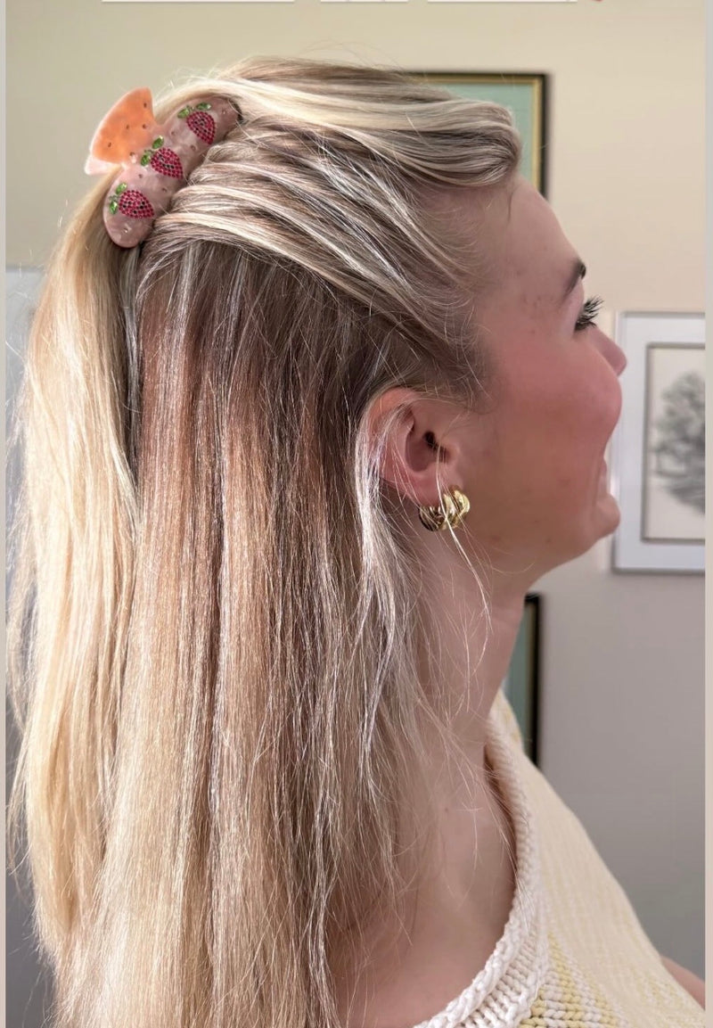 Pink Strawberry Red Acetate Claw Clip