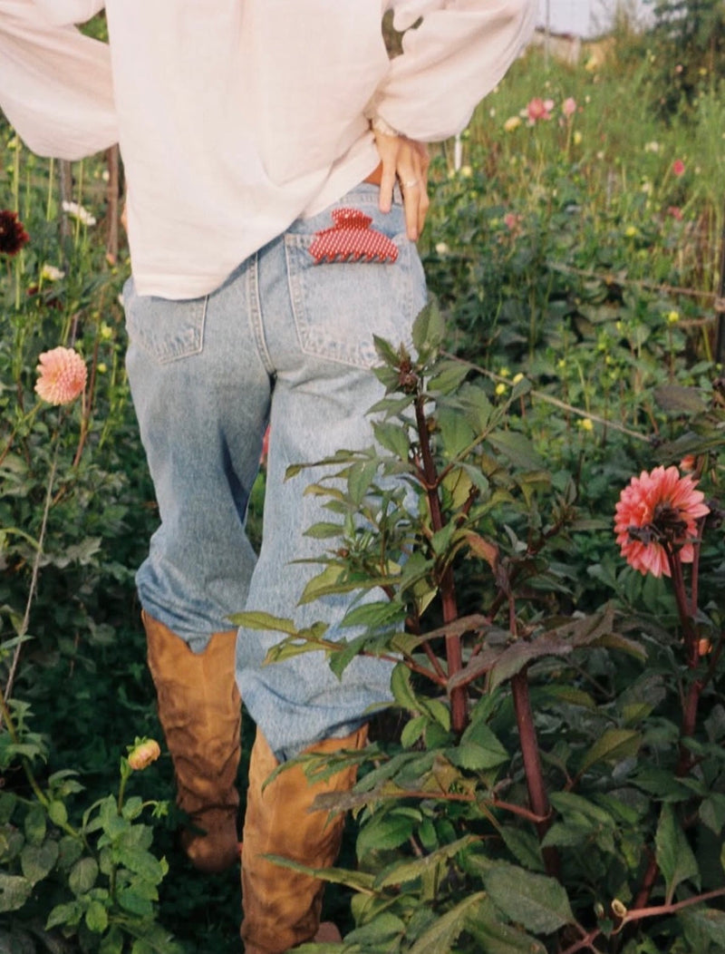 Dark Strawberry Acetate Polka Dot Claw Clip