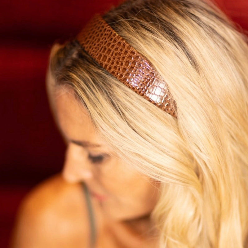 THE LUPE LEATHER CROC HEADBAND