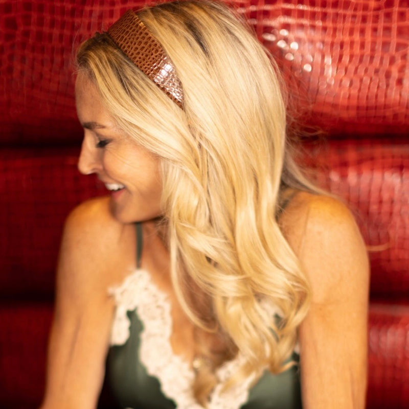 THE LUPE LEATHER CROC HEADBAND