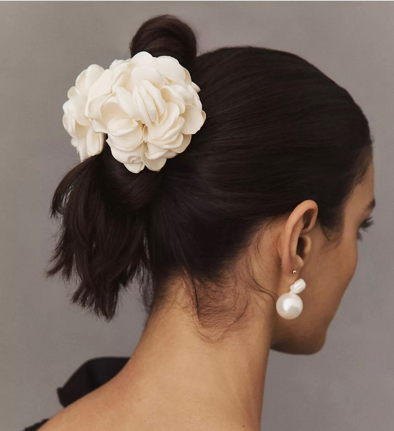 IVORY PEONY FLOWER CLAW CLIP