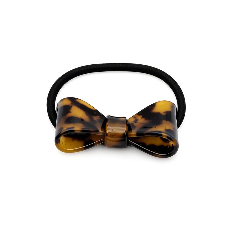 Tortoise Bow Acetate Hair Tie, Hair Accessory with Bow Design